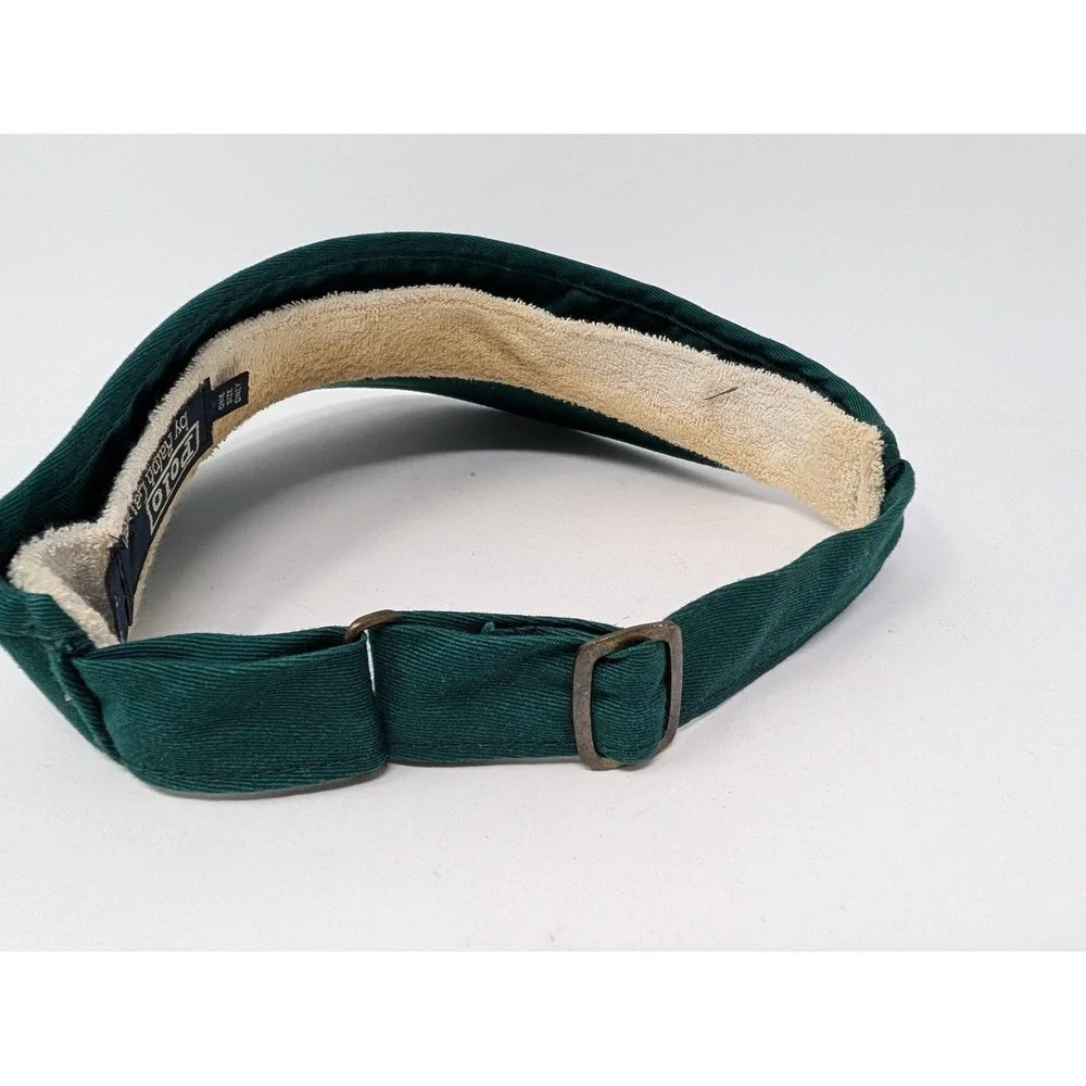 Vintage Polo Ralph Lauren Hat Visor Strap Back Mens One Size Green USA Pony Logo